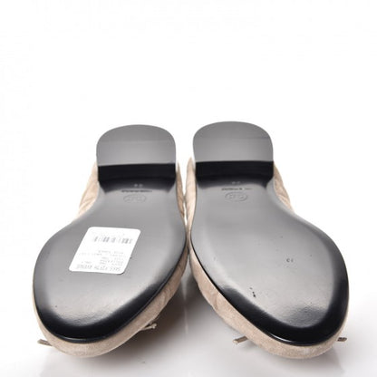 Chanel Suede Quilted Cap Toe CC Ballerina Flats 39 Dark Beige 5 of 10