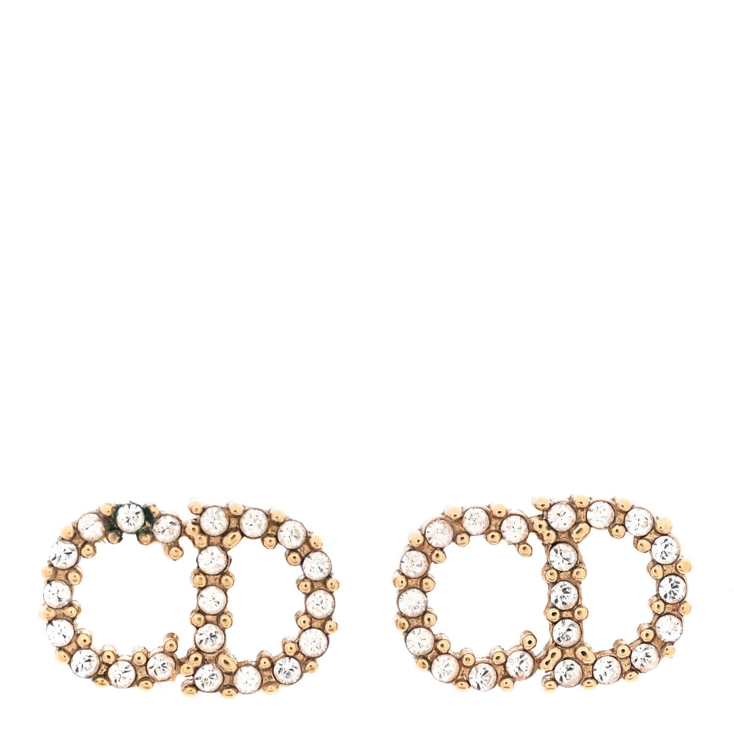 Christian Dior Strass Crystal CD Earrings Gold 1 of 4