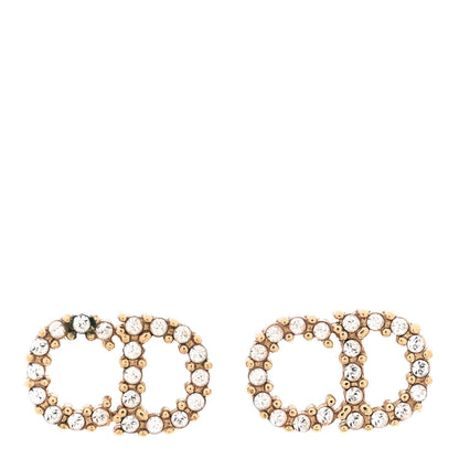 Christian Dior Strass Crystal CD Earrings Gold 1 of 4