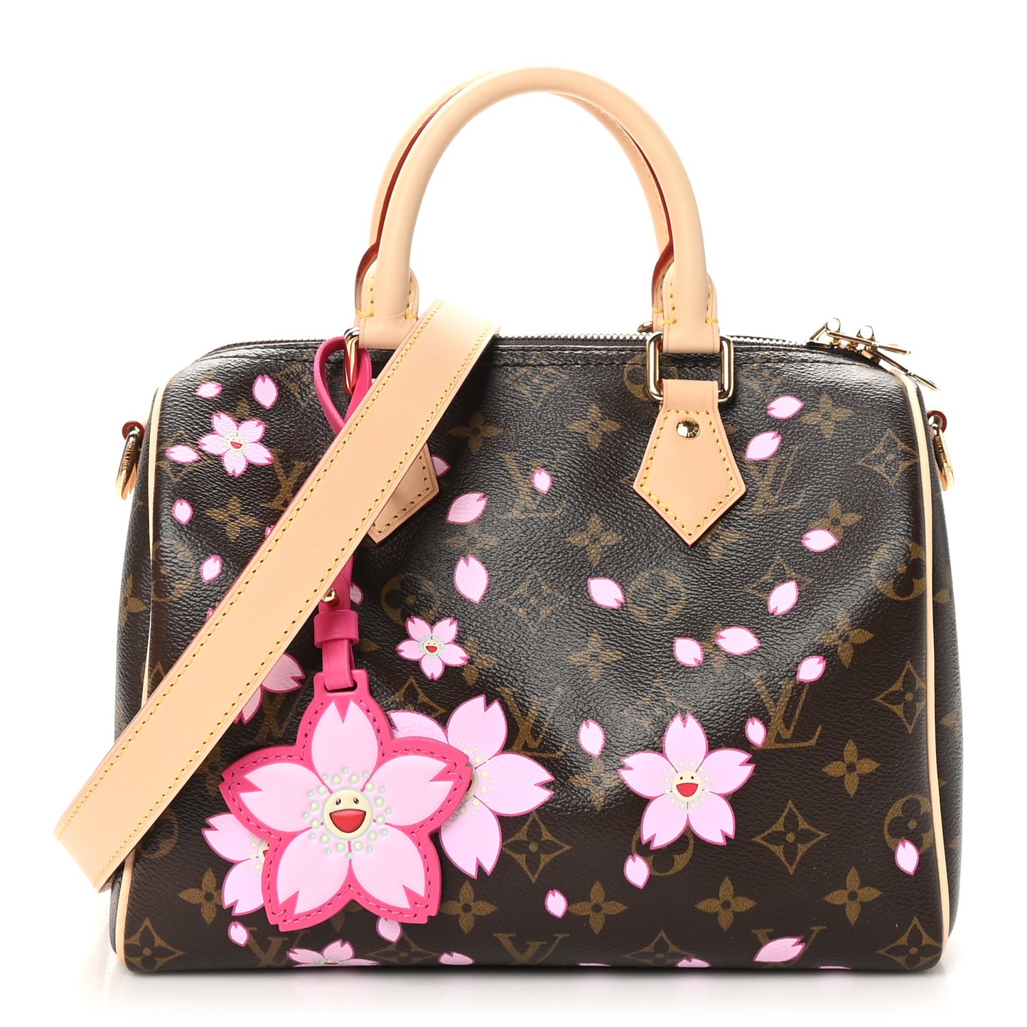 LV X TM Monogram Cherry Blossom Speedy Bandouliere 25 Sakura Brown