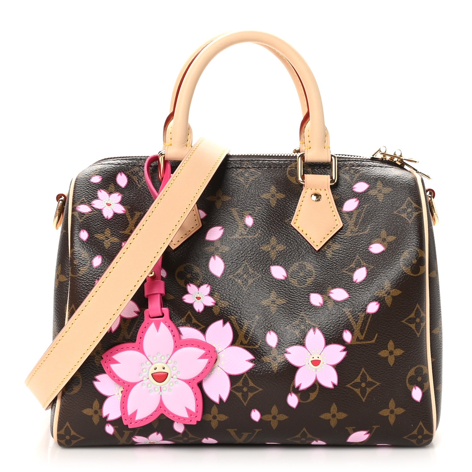 Louis Vuitton LV X TM Monogram Cherry Blossom Speedy Bandouliere 25 Sakura Brown 1 of 10