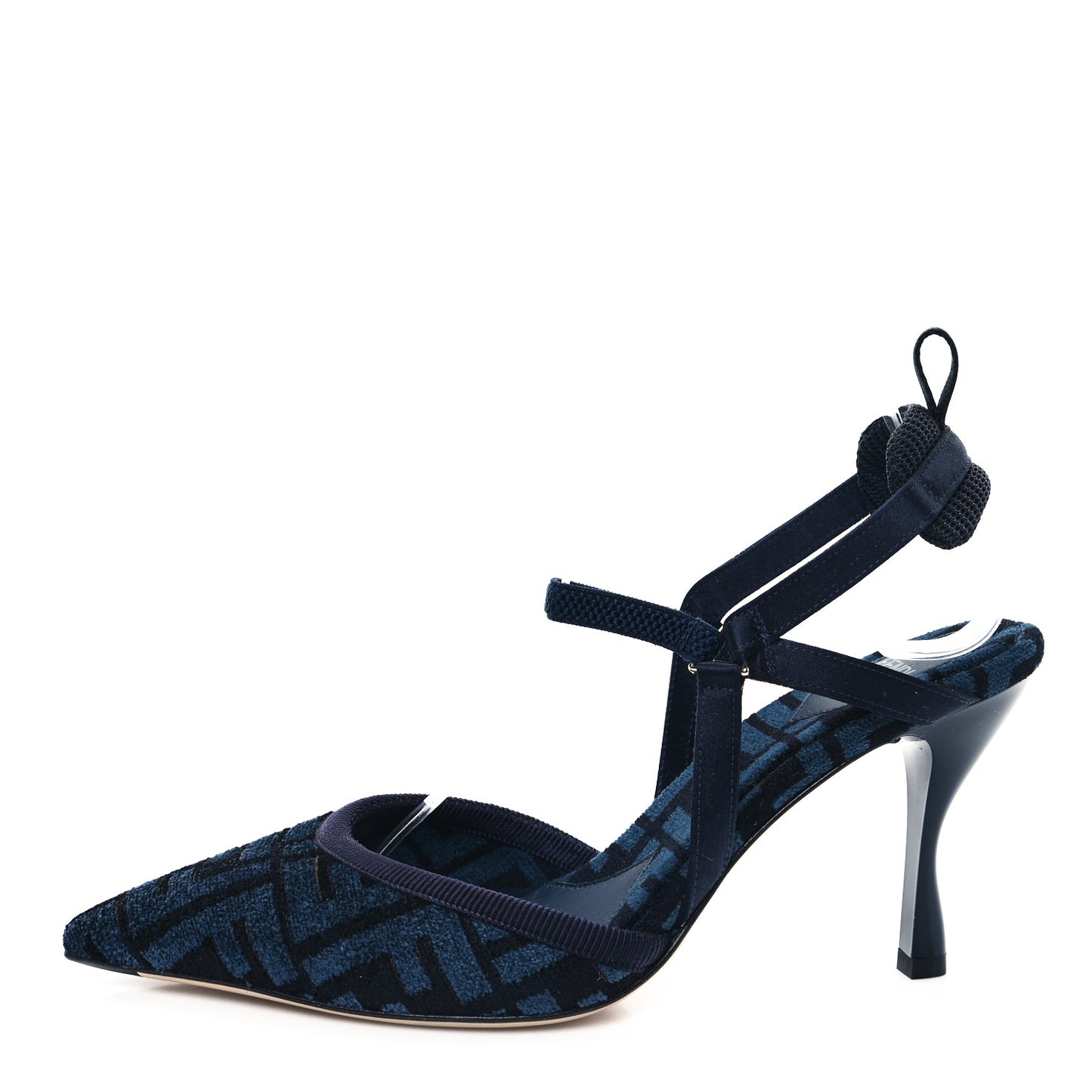 Chenille Jacquard FF Colibri Lite 85mm Slingback Pumps 37 Blue Black