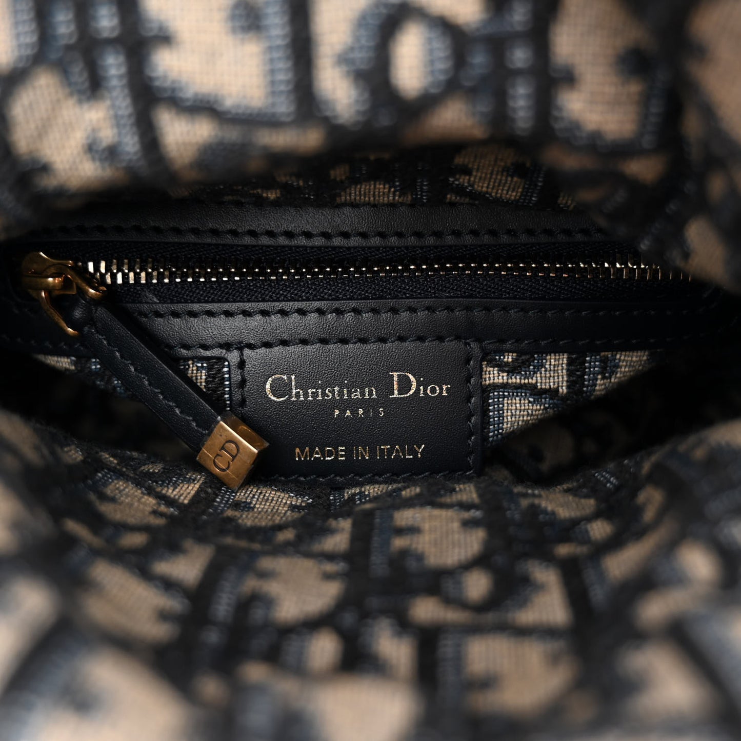 Wicker Oblique Mini Lady Dior Bag Blue