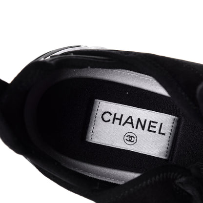 Chanel Velvet Calfskin Mixed Fibers CC Sneakers 40 Black 7 of 9
