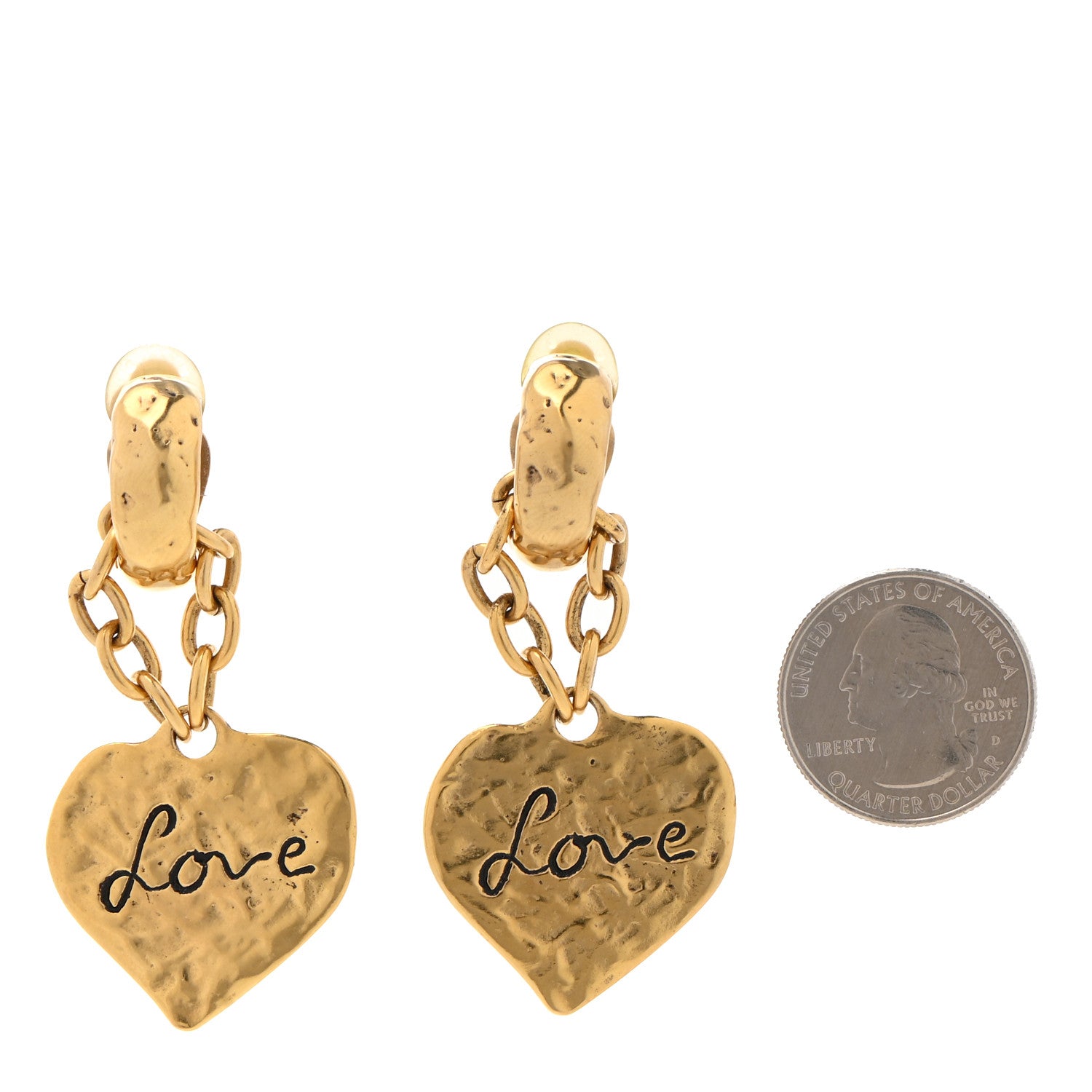 Saint Laurent Metal Love Heart Earrings Gold 2 of 4