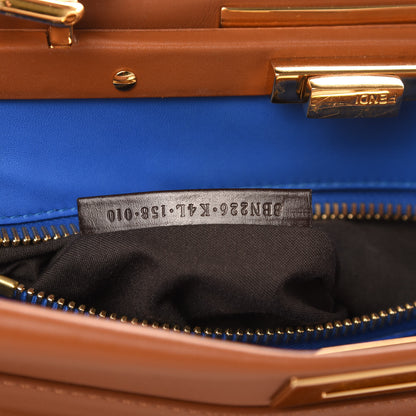Fendi Vitello Morgan Shiny Nappa Medium Peekaboo Iconic Satchel Cuoio Bluette 9 of 13