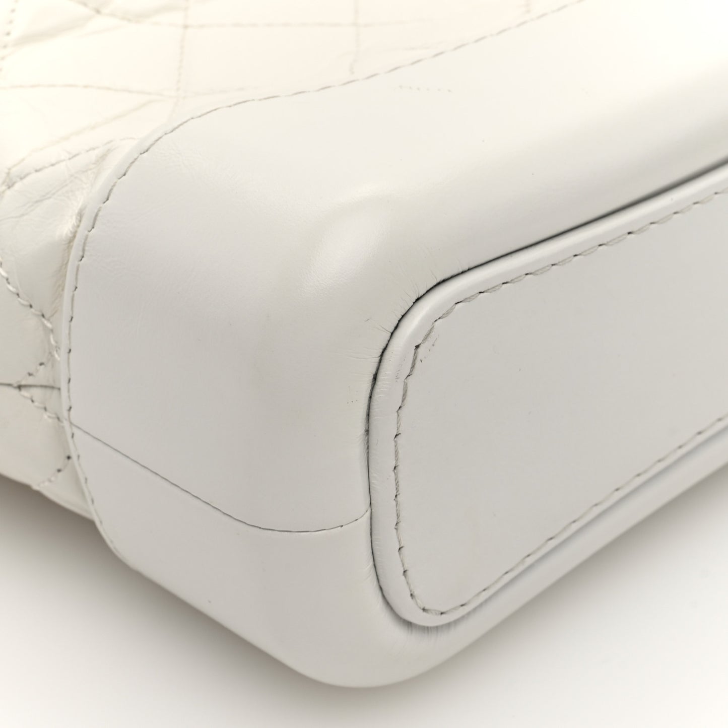 Aged Calfskin Quilted Small Gabrielle Hobo White