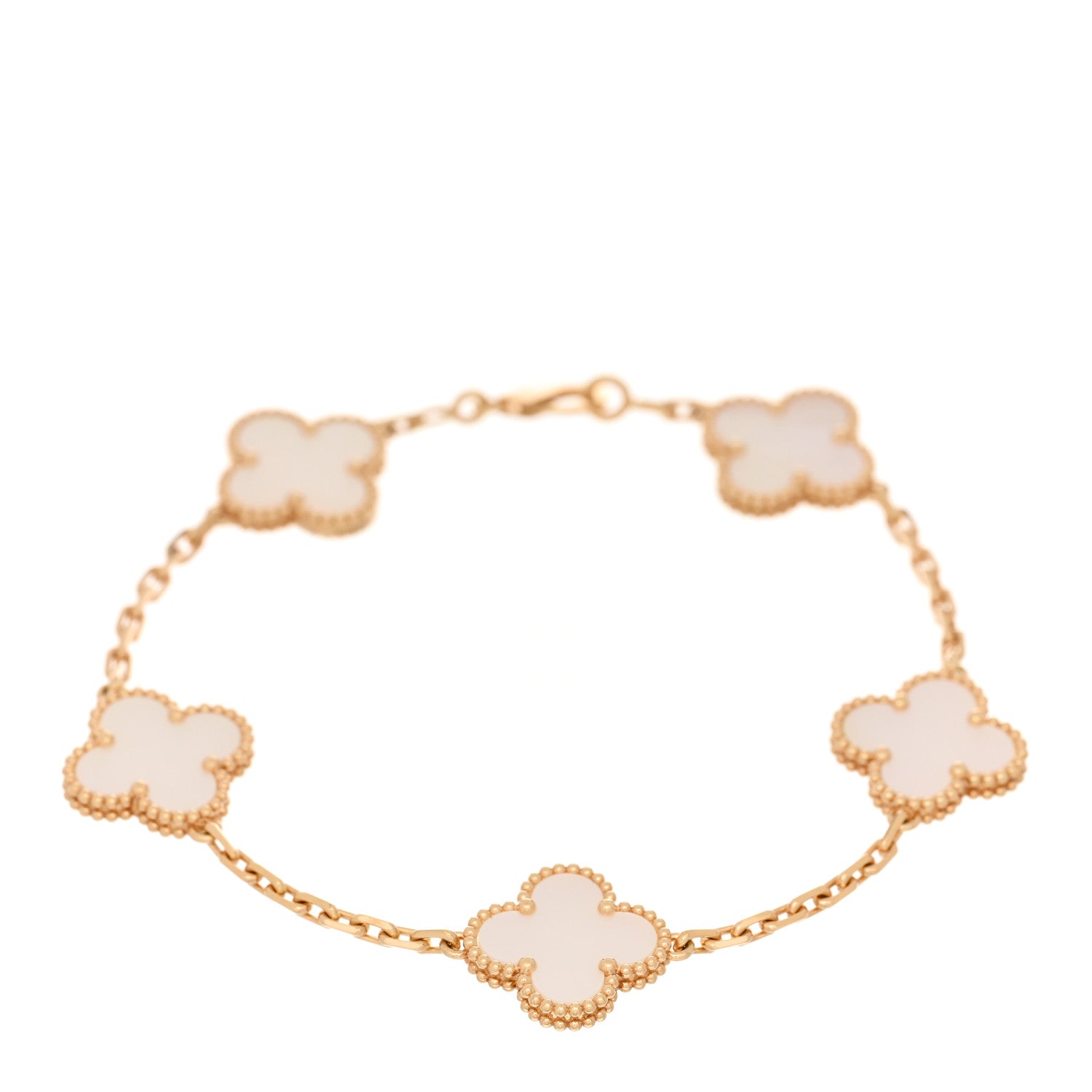 Van Cleef & Arpels 18K Yellow Gold Mother of Pearl 5 Motifs Vintage Alhambra Bracelet 1 of 3