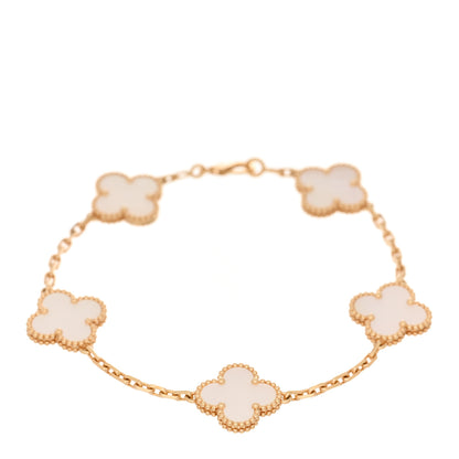 Van Cleef & Arpels 18K Yellow Gold Mother of Pearl 5 Motifs Vintage Alhambra Bracelet 1 of 3