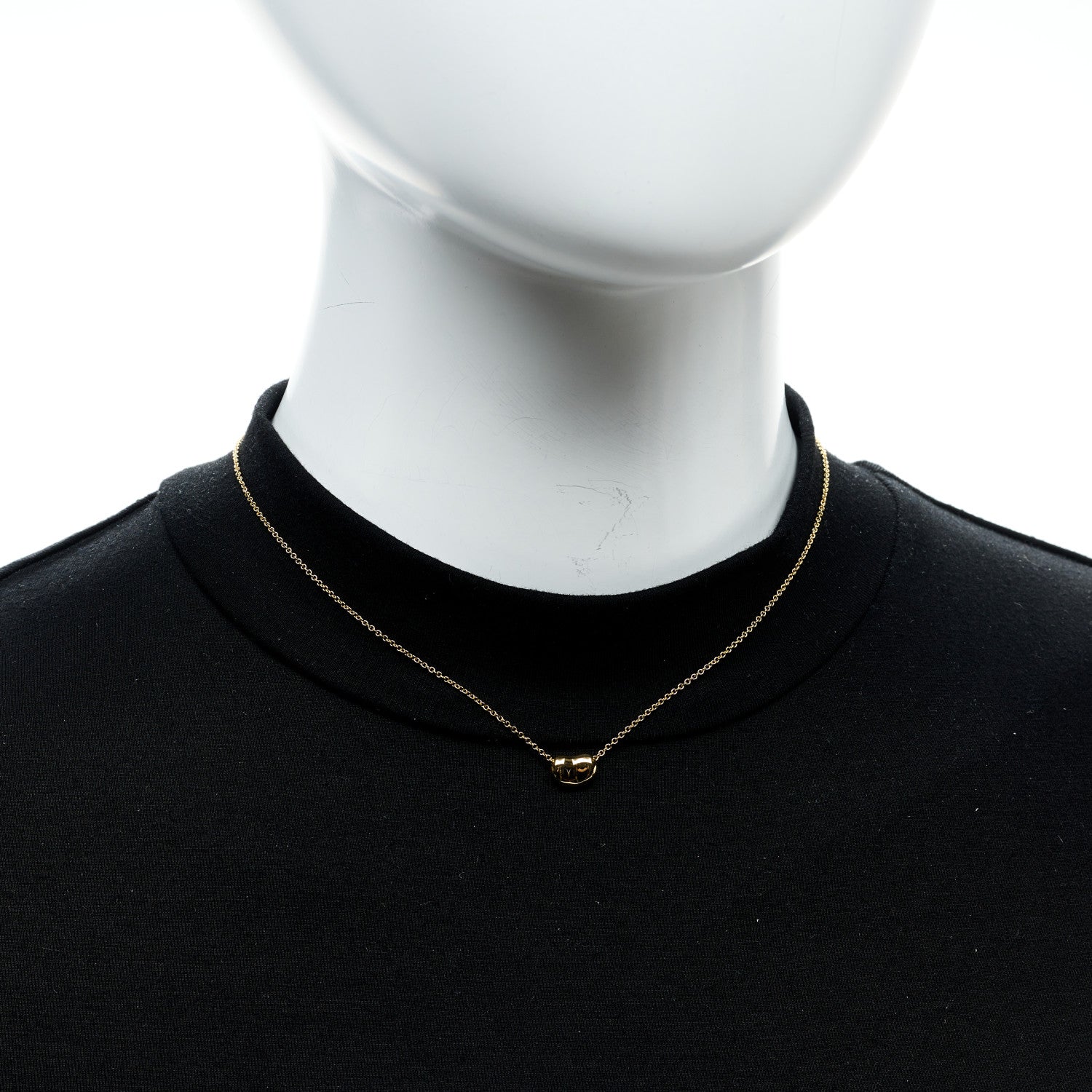 Tiffany 18K Yellow Gold 9mm Elsa Peretti Bean Pendant Necklace 2 of 5