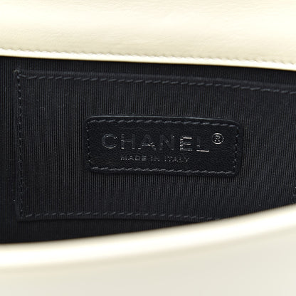 Chanel Lambskin Plexiglass Seamless Greek Horizontal Boy Brick Flap Dark White 6 of 13