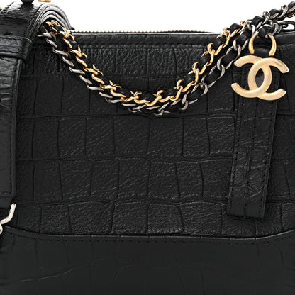 Chanel Crocodile Embossed Calfskin Small Gabrielle Cocodile Hobo Black 8 of 11