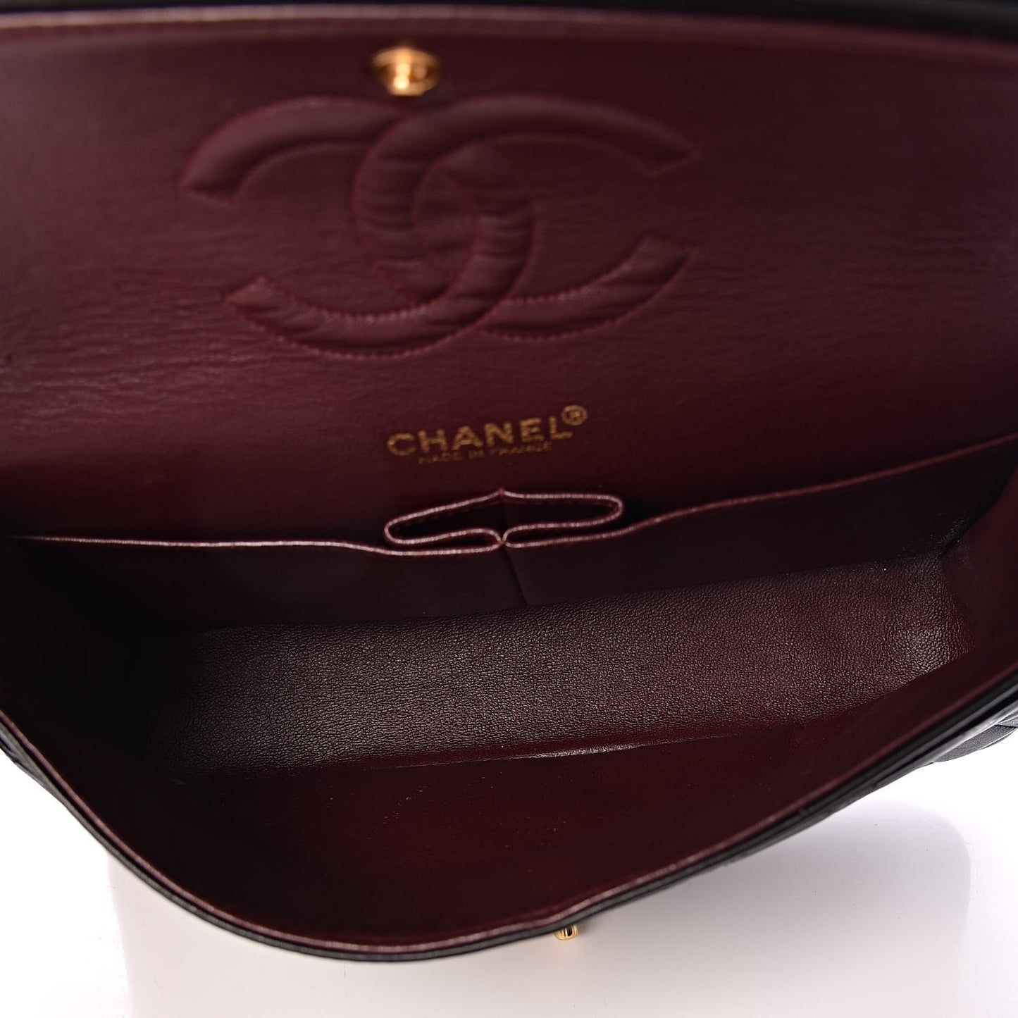Lambskin Quilted Medium Double Flap Black