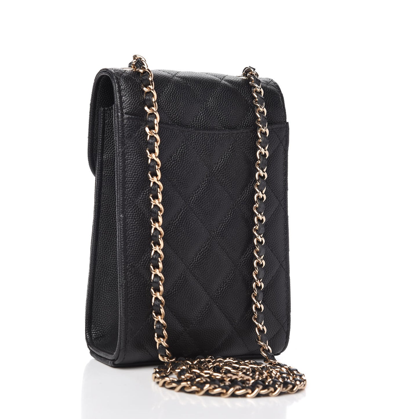 Caviar Quilted Classic Phone Holder Black
