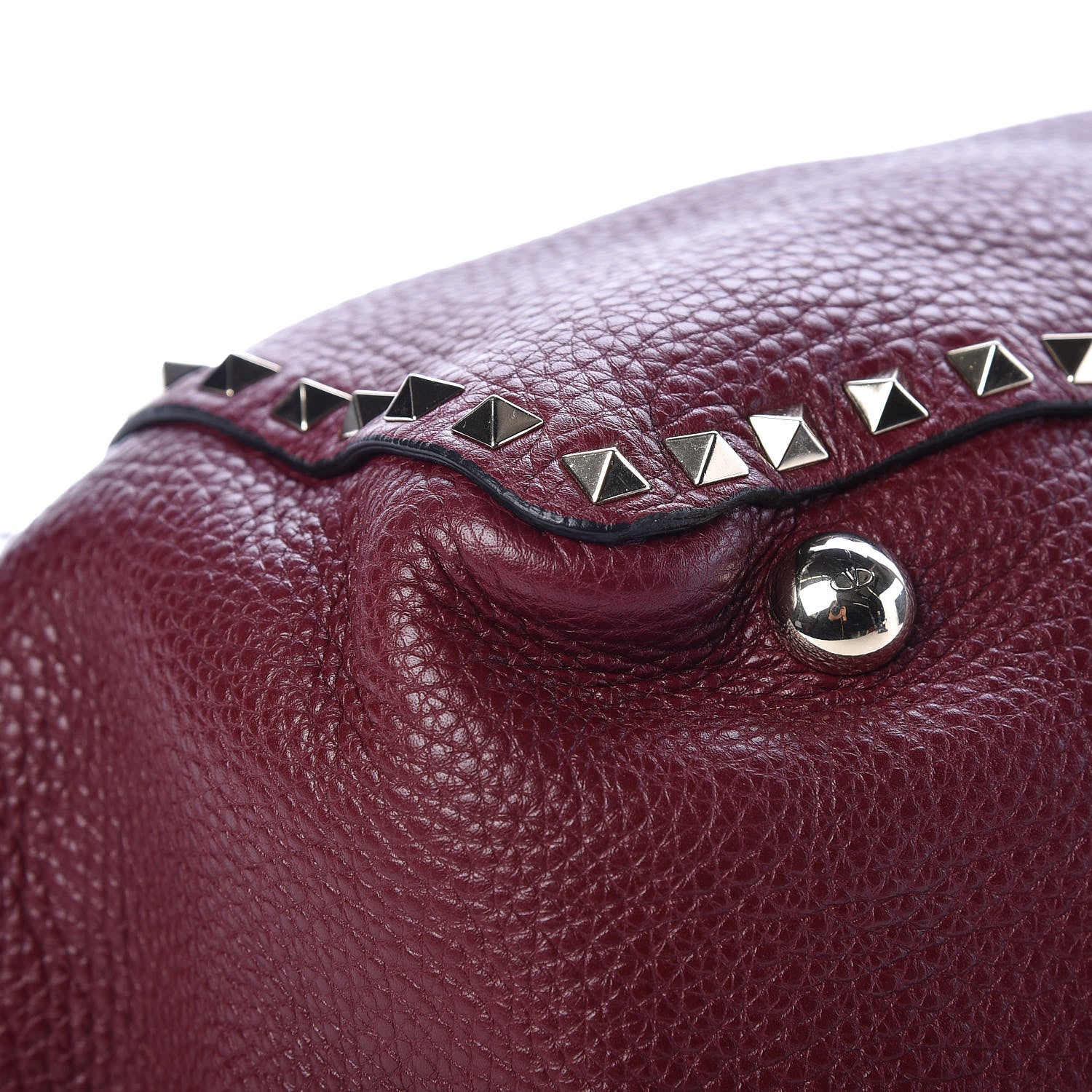 Valentino Garavani Pebbled Calfskin Medium Rockstud Tote Cremisi 9 of 12