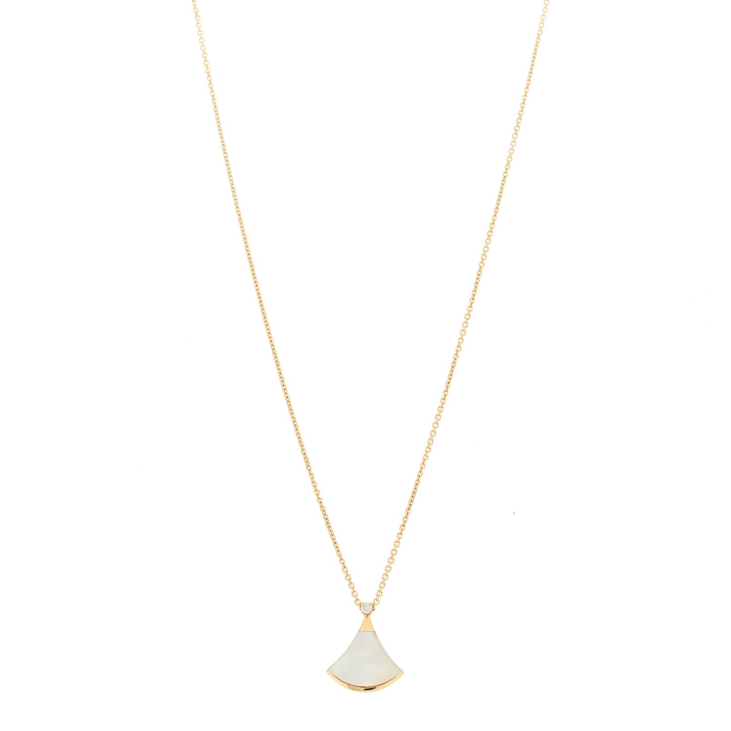 18K Yellow Gold Diamond Mother of Pearl Small Divas' Dream Pendant Necklace
