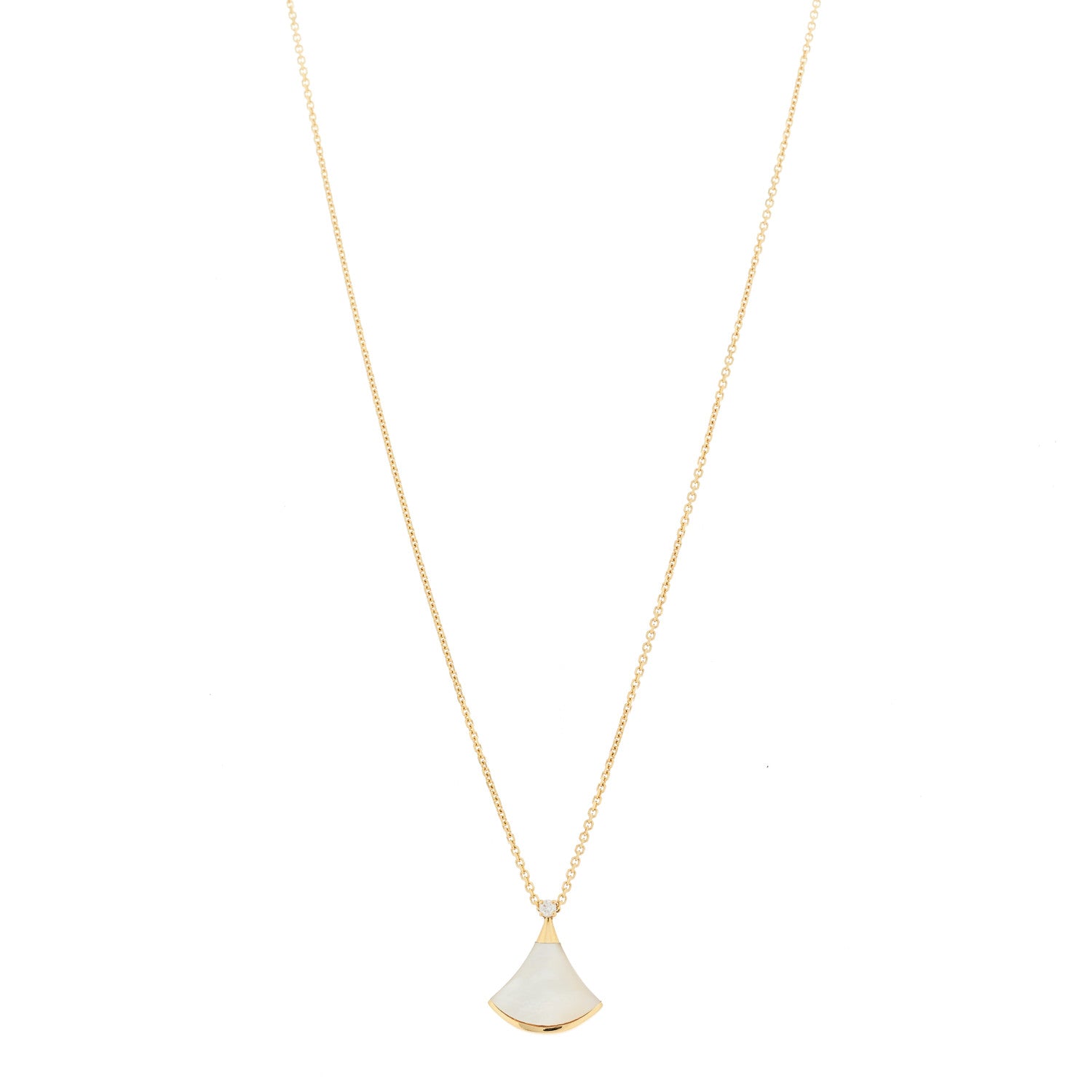 Bulgari 18K Yellow Gold Diamond Mother of Pearl Small Divas' Dream Pendant Necklace 1 of 9