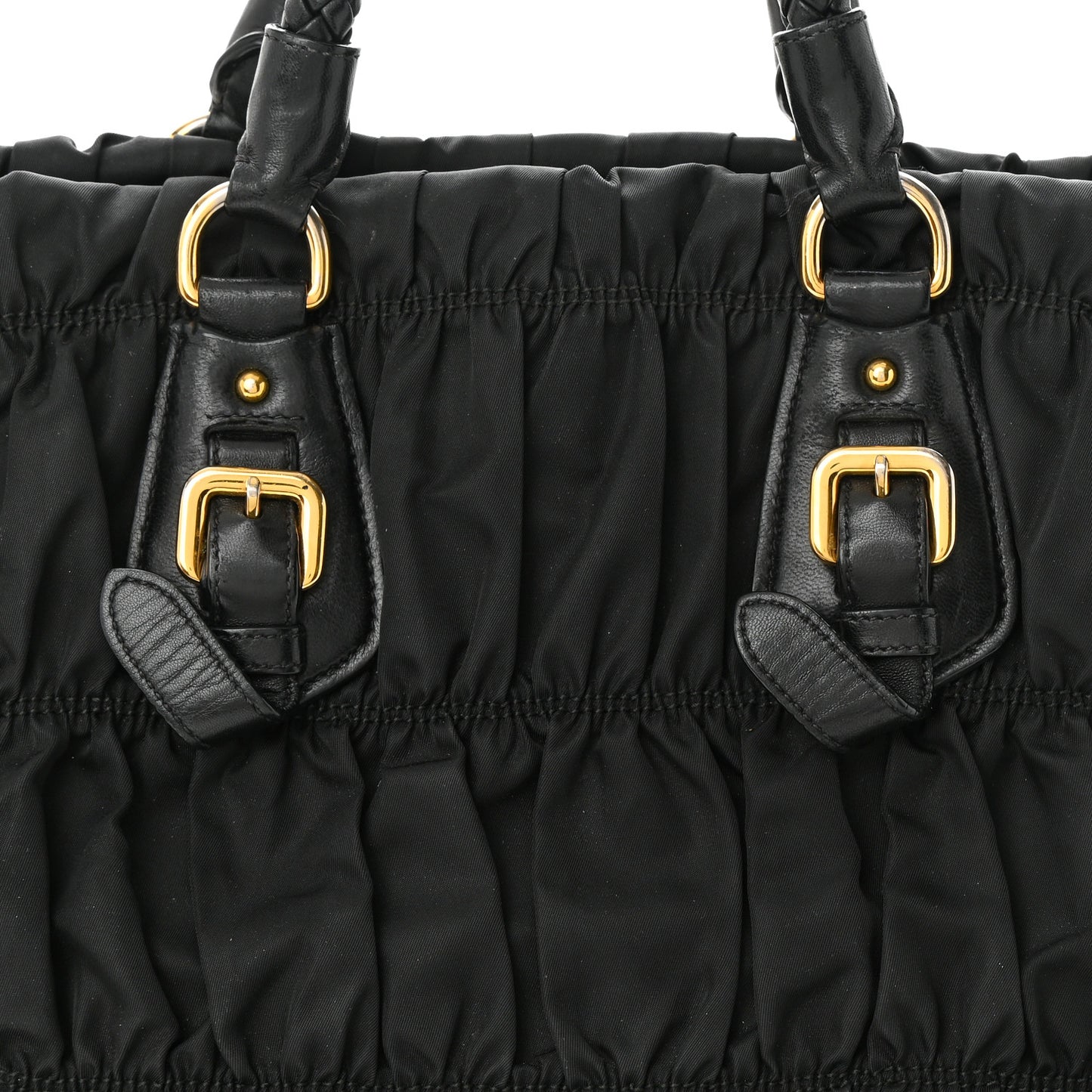 Tessuto Nylon Nappa Braided Gaufre Shopping Satchel Black
