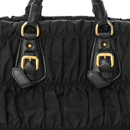 Prada Tessuto Nylon Nappa Braided Gaufre Shopping Satchel Black 12 of 12