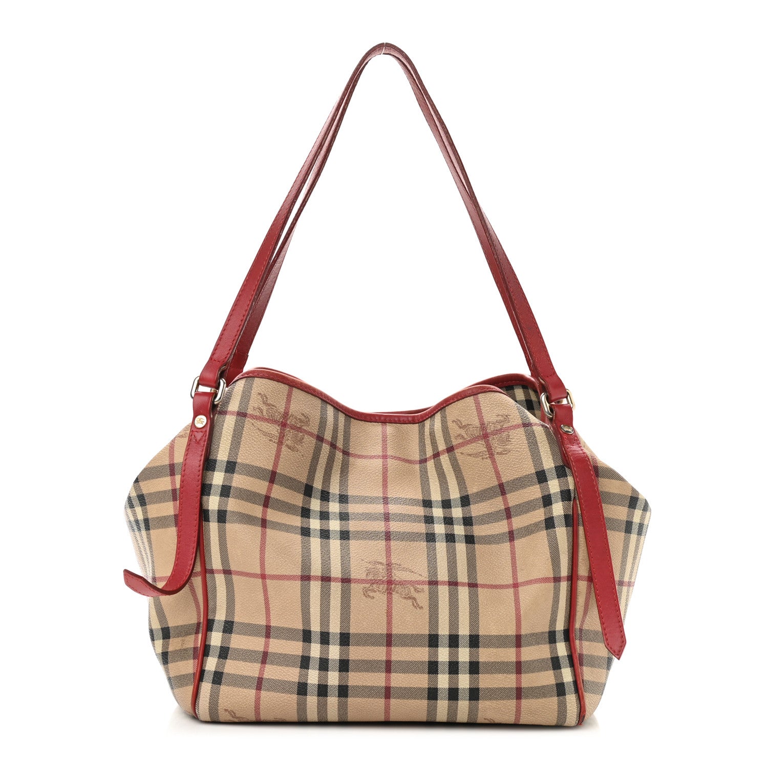Burberry Haymarket Check Small Canterbury Tote Military Red 1 of 17