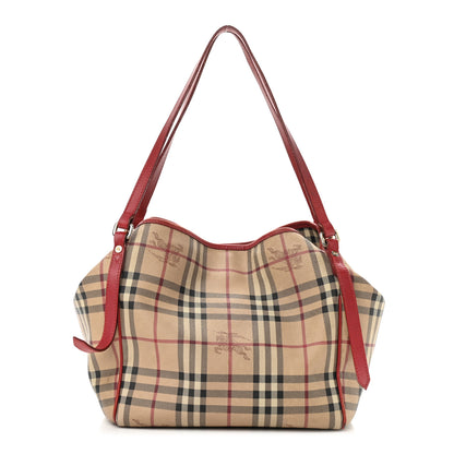 Burberry Haymarket Check Small Canterbury Tote Military Red 1 of 17