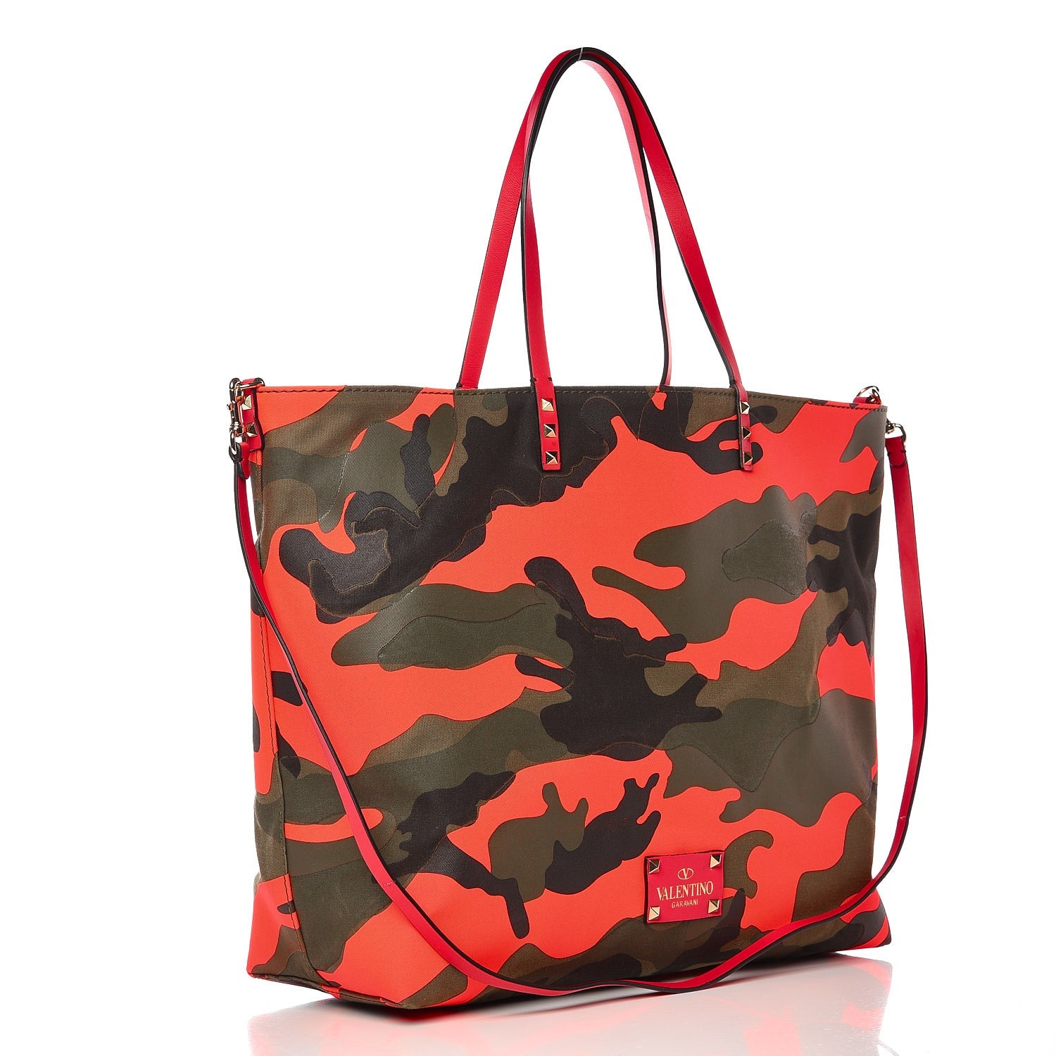Valentino Garavani Canvas Camouflage Rockstud Reversible Tote Pink 4 of 14