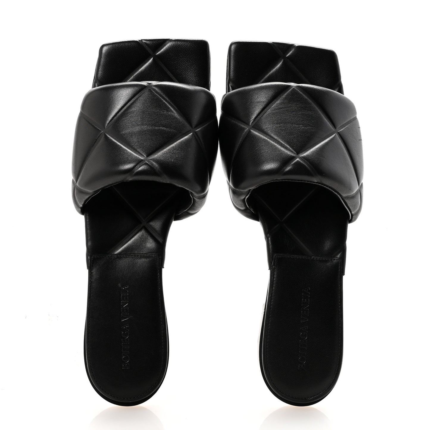 Nappa Quilted Rubber Lido Flat Sandals 38.5 Black
