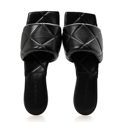 Bottega Veneta Nappa Quilted Rubber Lido Flat Sandals 38.5 Black 2 of 9