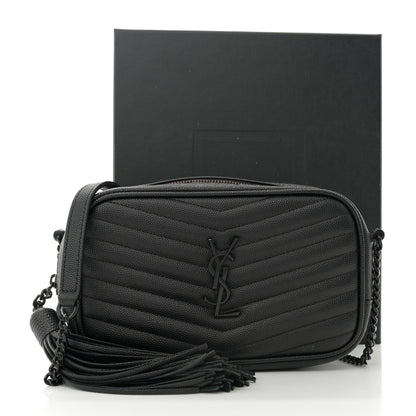 Saint Laurent Grain De Poudre Matelasse Monochrome Monogram Mini Lou Camera Bag Black 13 of 13