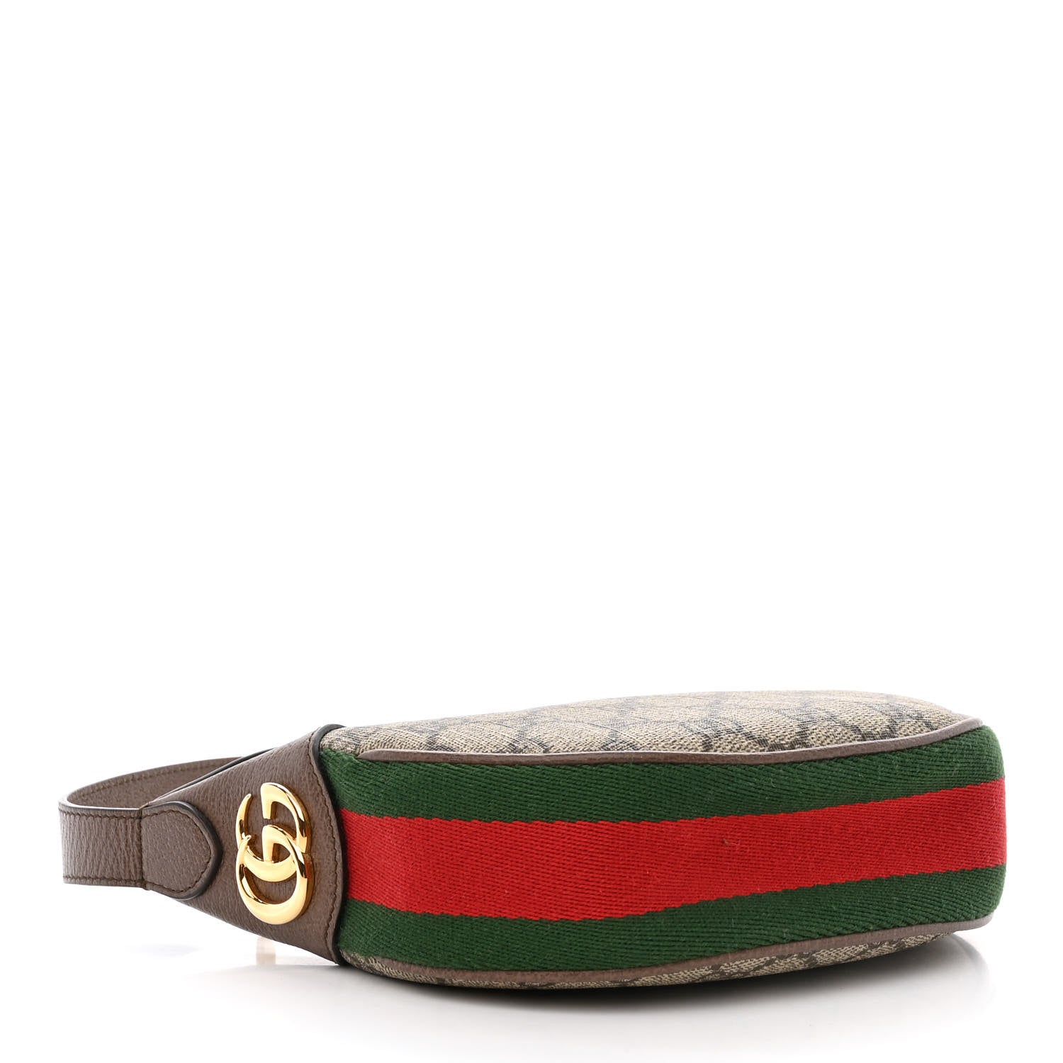 Gucci GG Supreme Monogram Textured Calfskin Web Mini Ophidia Half Moon Hobo Beige Ebony New Acero 4 of 10