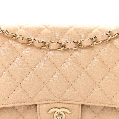 Chanel Iridescent Caviar Quilted Medium Double Flap Beige Beige 8 of 10