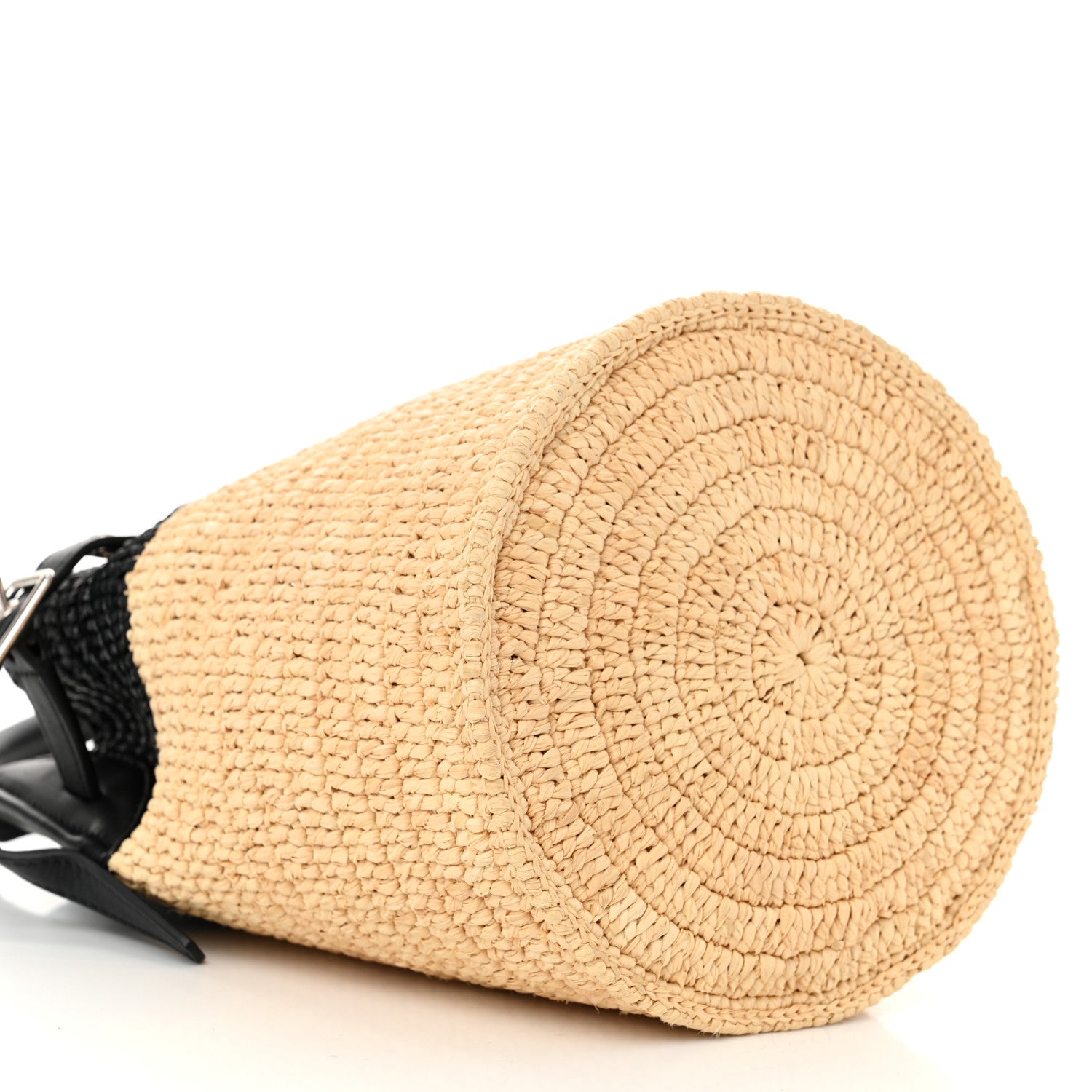 Celine Raffia Calfskin Nano Big Bag Bucket Black Natural 8 of 10
