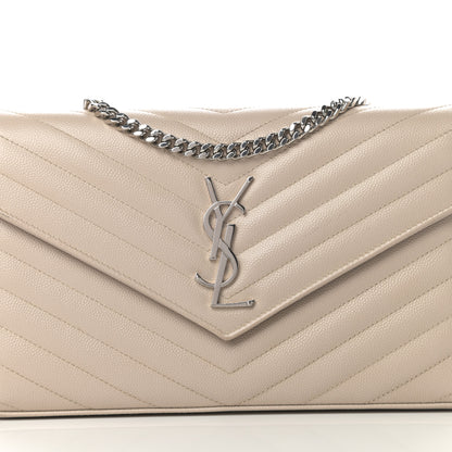 Saint Laurent Grain De Poudre Matelasse Chevron Monogram Chain Wallet Rose Poudre 9 of 18