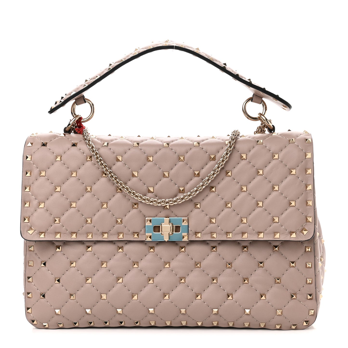 Lambskin Medium Rockstud Spike Shoulder Bag Poudre