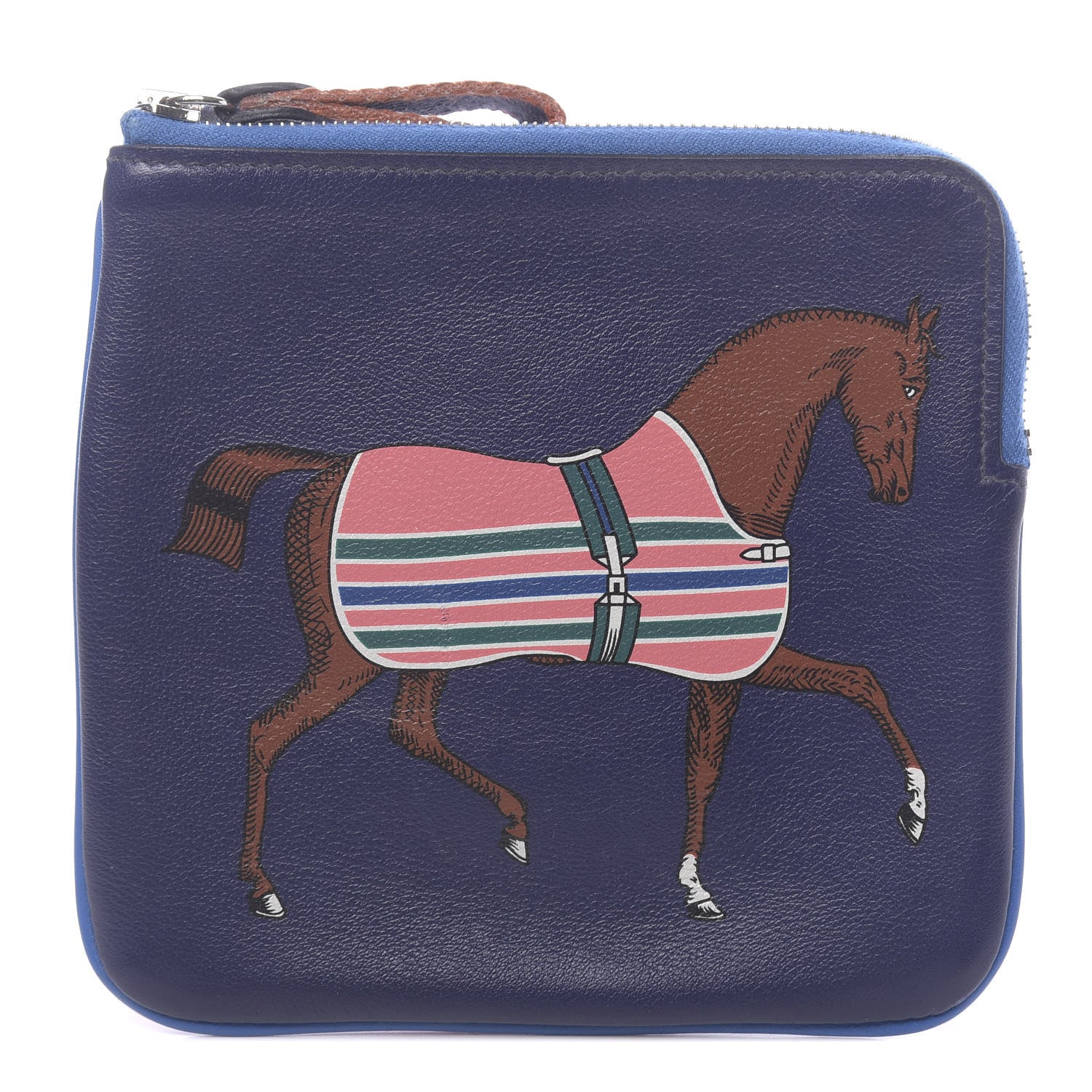 Hermes Swift Couverture Nouvelle Carre Pocket Pouch Bleu Encre Rose D'Ete 1 of 7