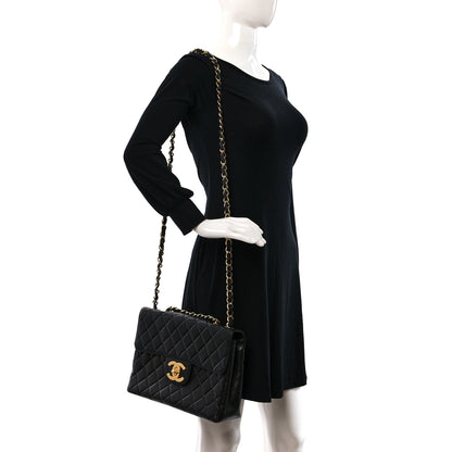 Chanel Lambskin Quilted XL Jumbo Single Flap Black 2 of 13