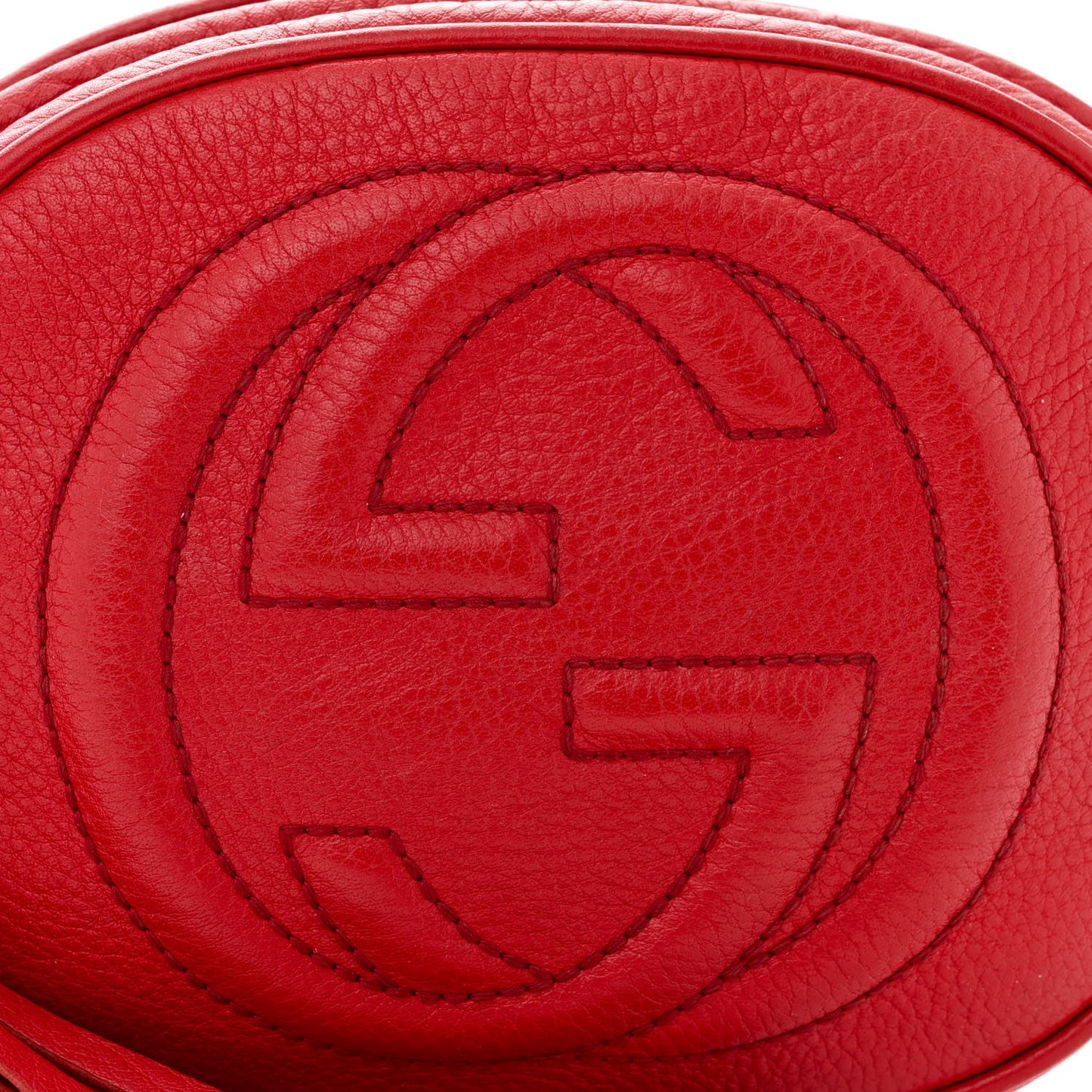 Pebbled Calfskin Mini Soho Chain Bag Tabasco Red