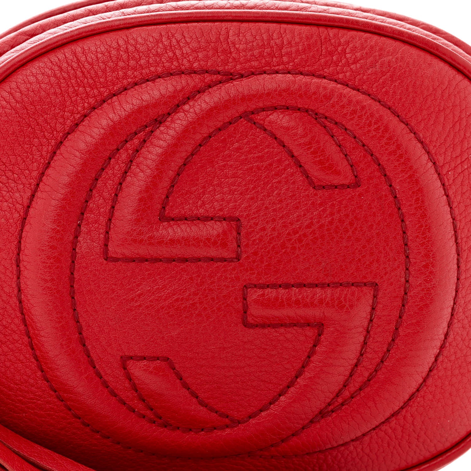 Gucci Pebbled Calfskin Mini Soho Chain Bag Tabasco Red 8 of 13