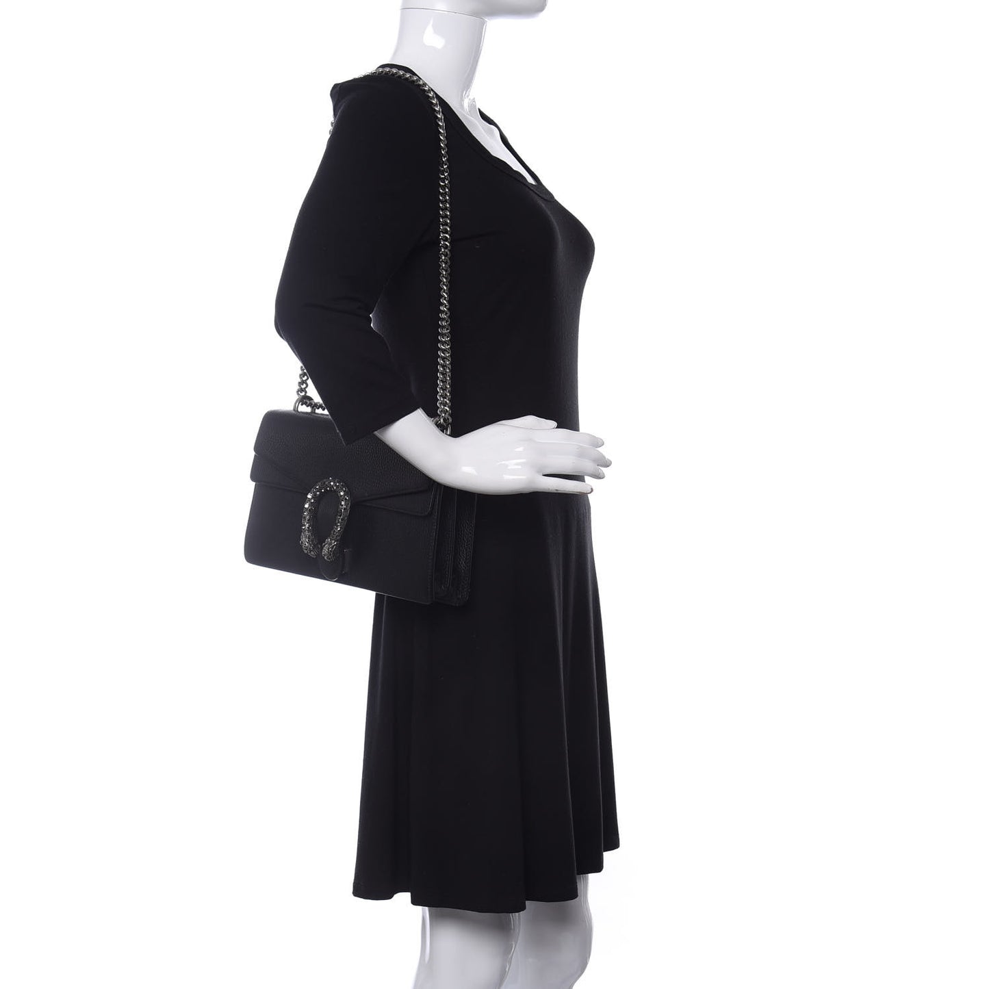 Pebbled Calfskin Small Dionysus Shoulder Bag Black