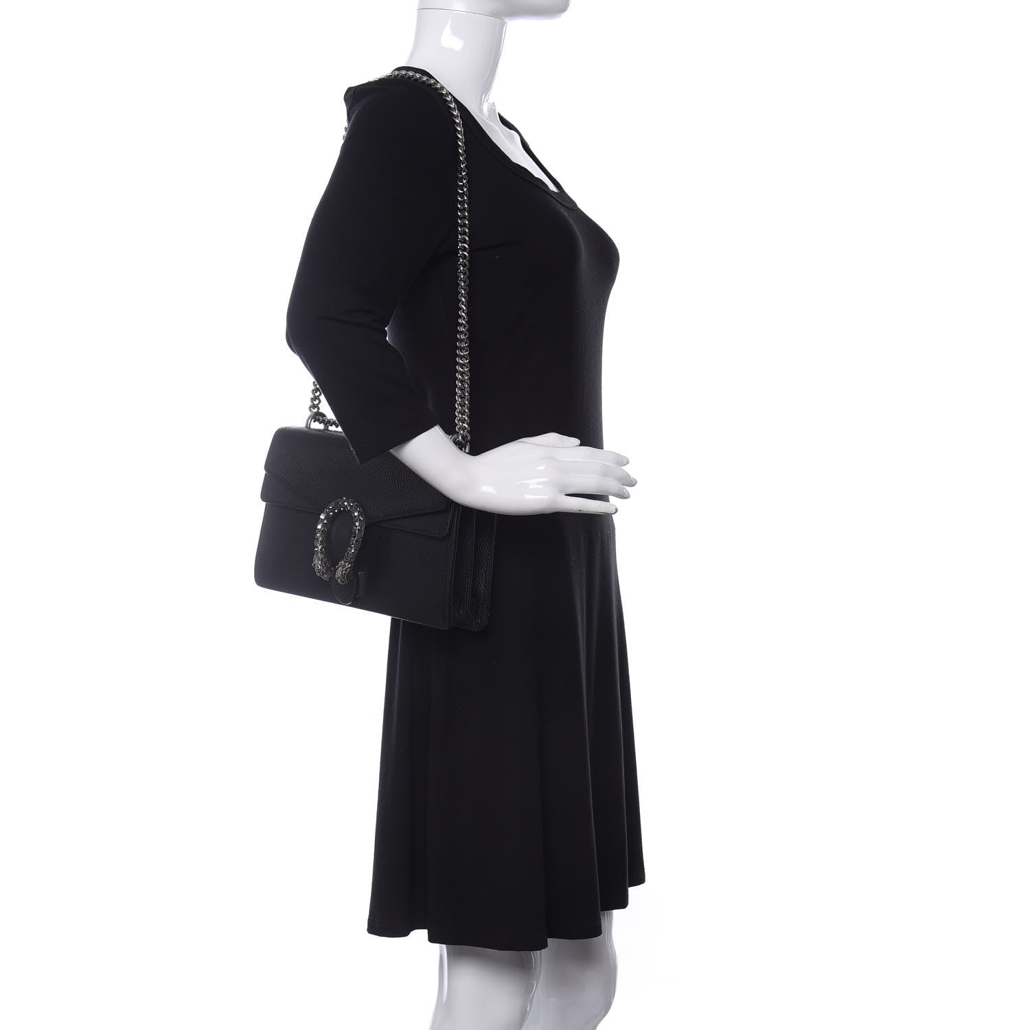 Gucci Pebbled Calfskin Small Dionysus Shoulder Bag Black 2 of 11