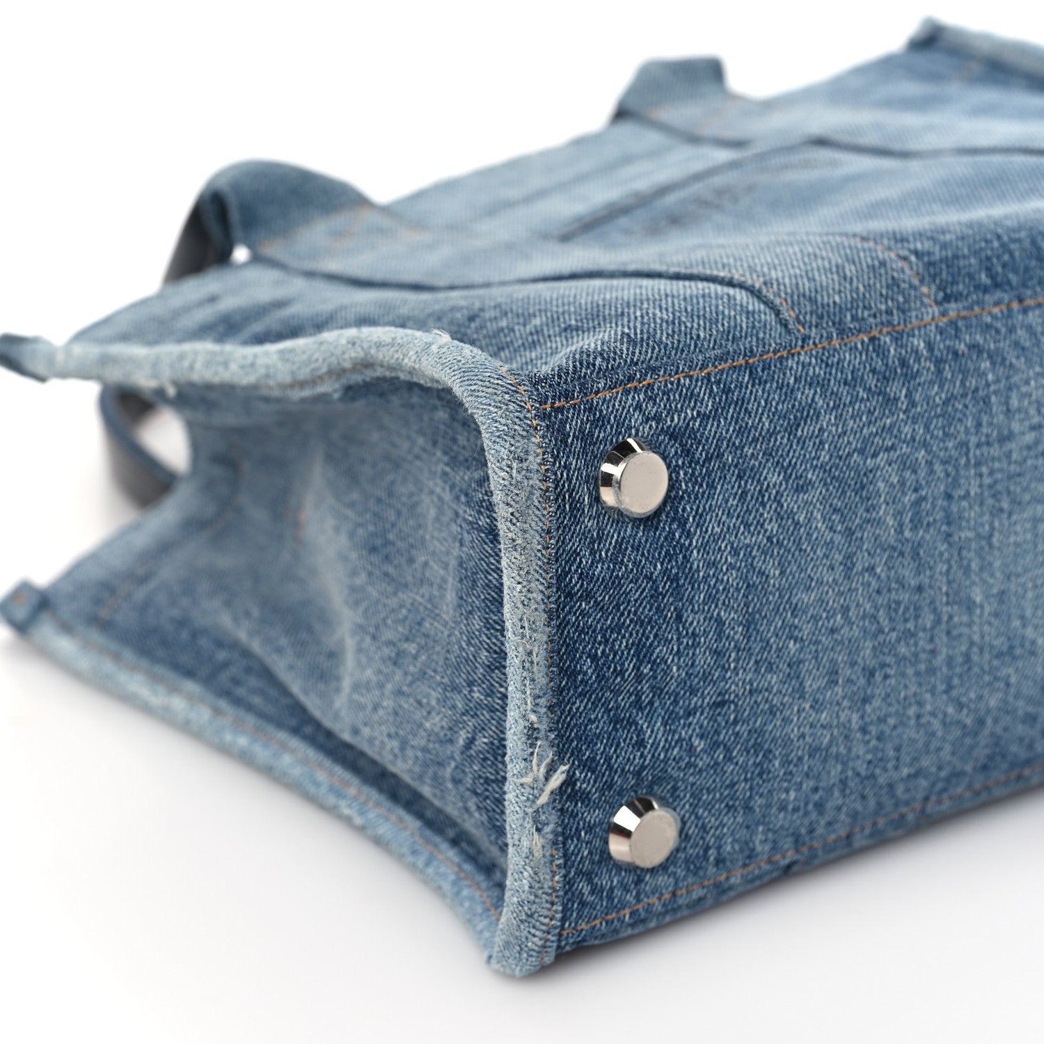 Balenciaga Washed Frayed Denim Logo Small Hardware Tote Blue 8 of 11