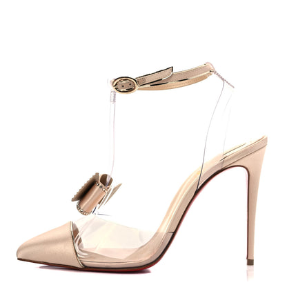 Christian Louboutin Satin PVC Specchio Naked Bow 100 Pumps 39.5 Version Nude 1 of 7