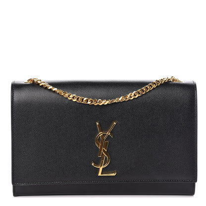 Saint Laurent Grain De Poudre Medium Classic Monogram Kate Satchel Black 1 of 9