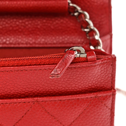 Chanel Caviar Quilted Wallet on Chain WOC Red 12 of 14