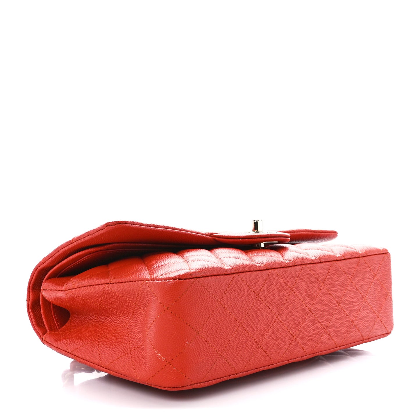 Caviar Quilted Medium Double Flap Red