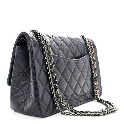 Chanel Aged Calfskin Quilted 2.55 Reissue 226 Flap Navy Blue 3 of 12