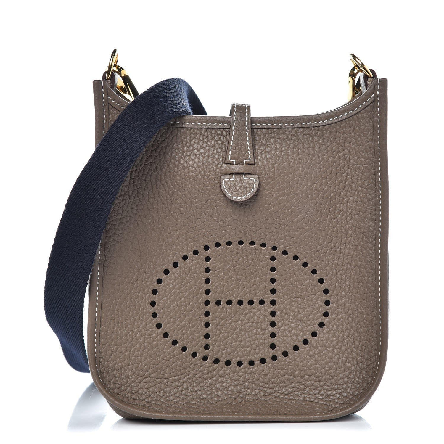Hermes Taurillon Clemence Amazone Evelyne TPM Etoupe Bleu Indigo 1 of 8