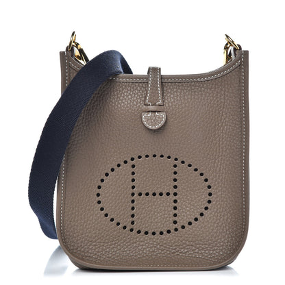Hermes Taurillon Clemence Amazone Evelyne TPM Etoupe Bleu Indigo 1 of 8