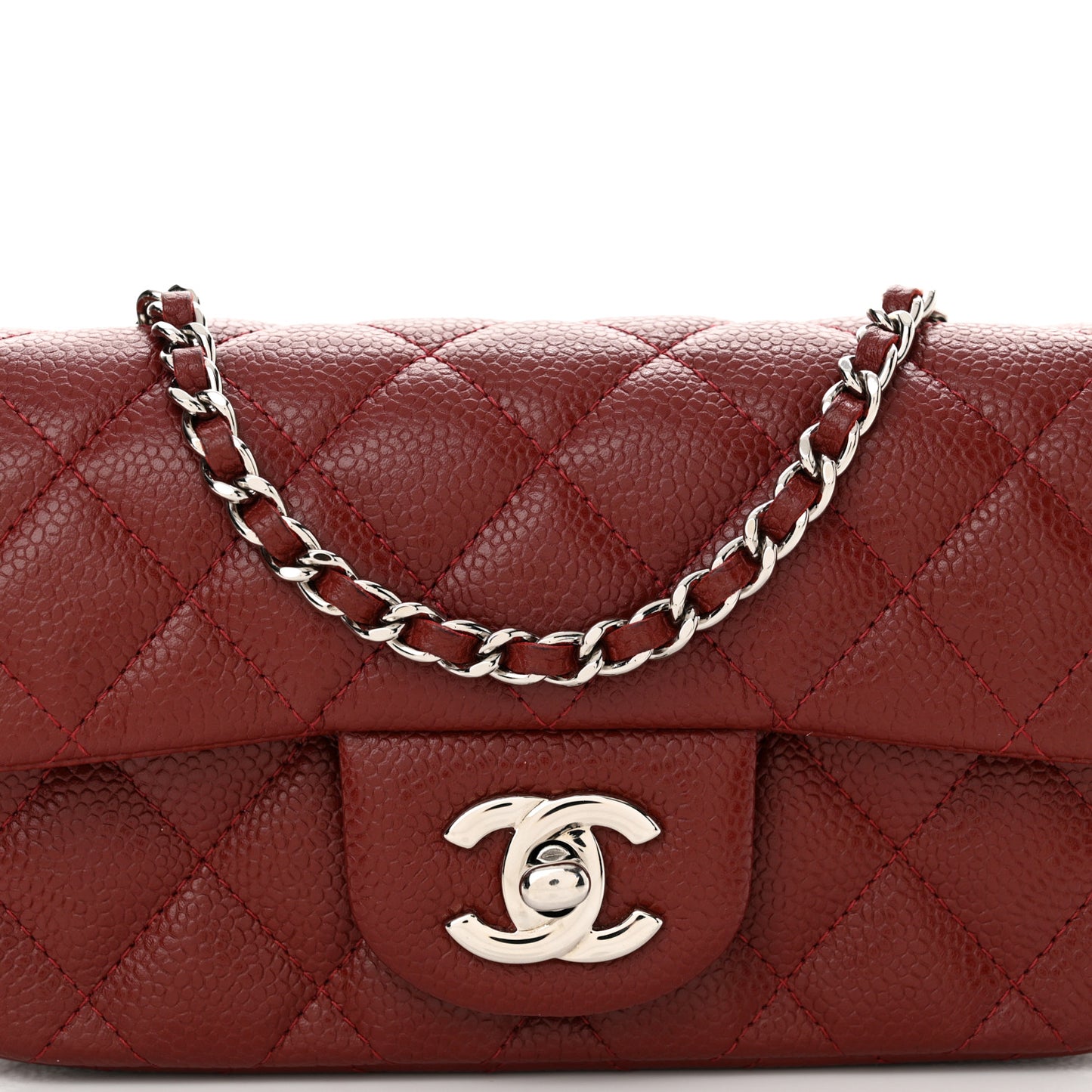 Caviar Quilted Extra Mini Flap Burgundy