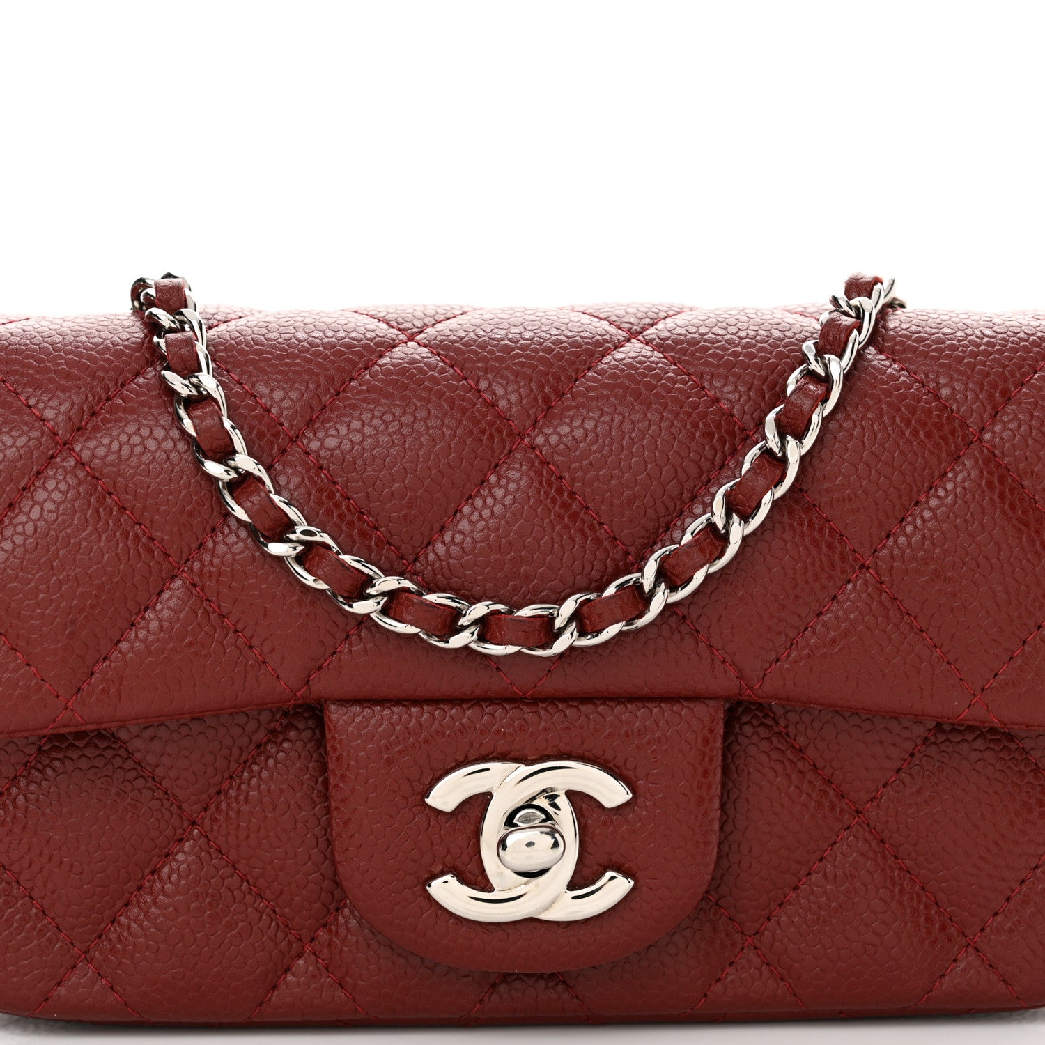 Chanel Caviar Quilted Extra Mini Flap Burgundy 8 of 12